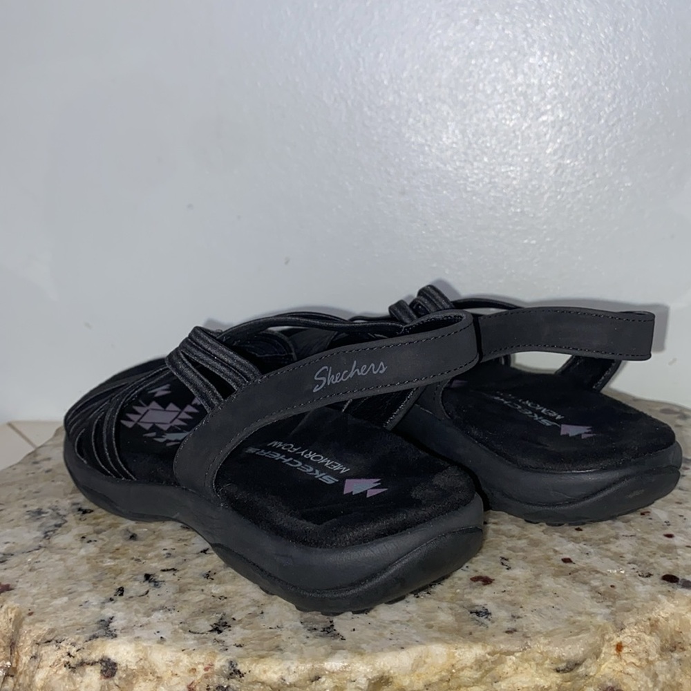 Skechers Reggae Slim Sunnyside Stretch Fit Woven Strap Black Sandals Women Sz 6 - Picture 11 of 16
